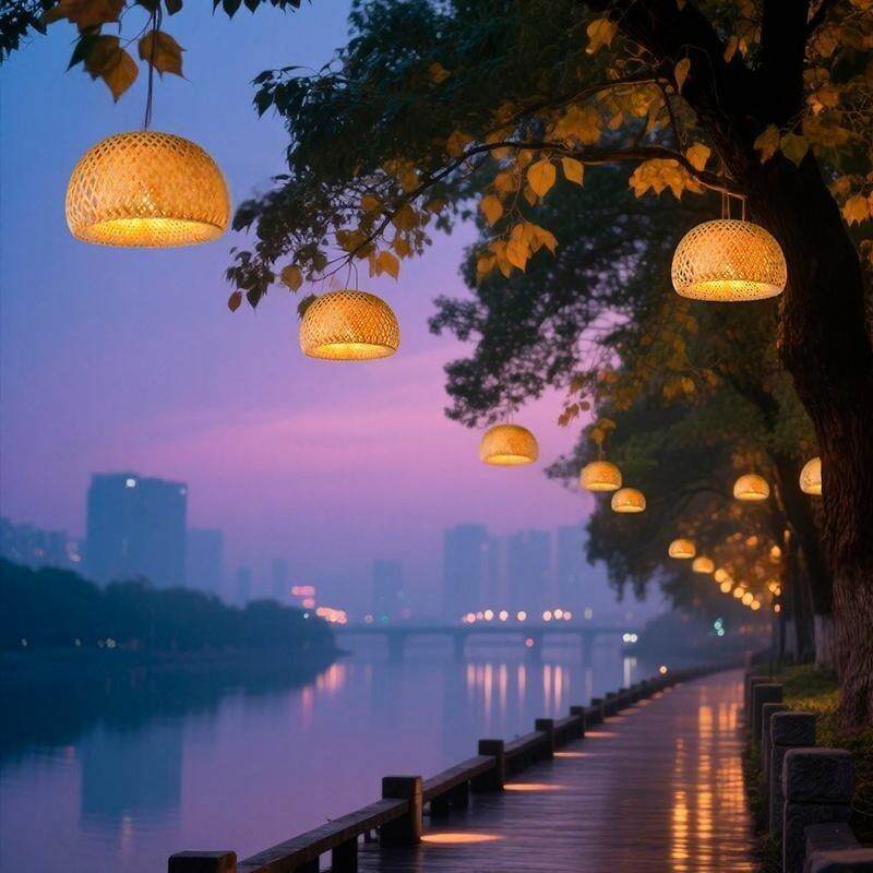 手灯月明松工竹篮灯笼吊中景区装式饰江灯南小院文旅露营户外防水