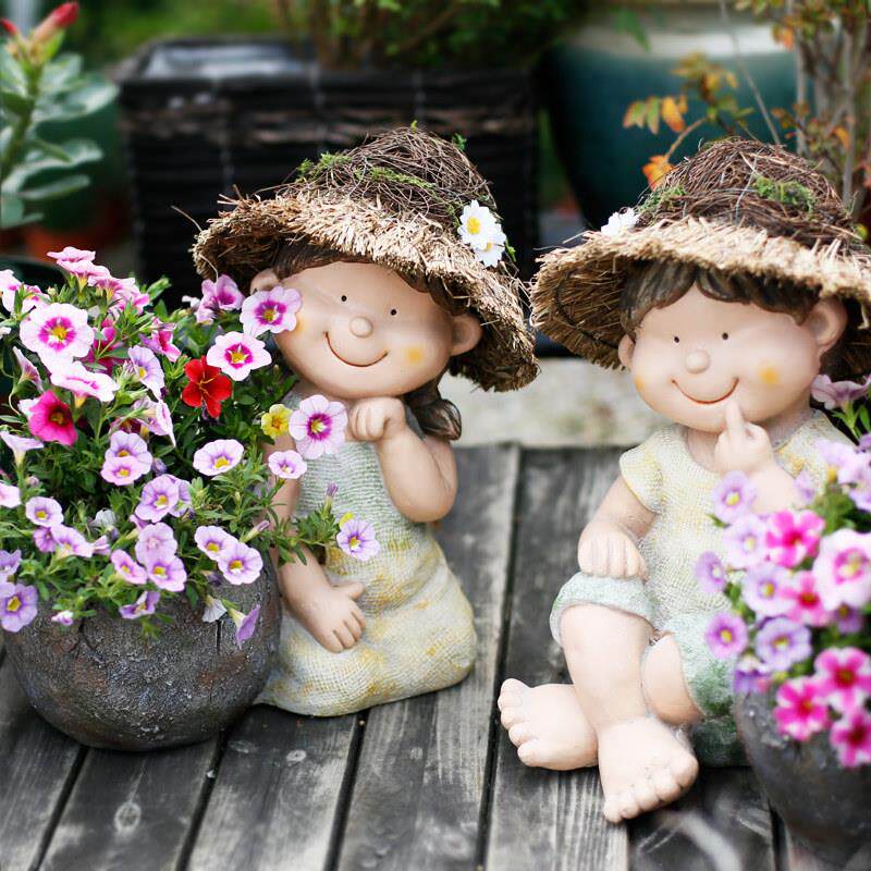 花园布置装饰创意户外阳台庭院顶楼天台卡通造型花盆别墅院子摆件