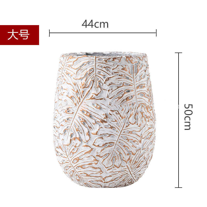 箱泥花盆北欧红大号圆形花瓶网办公室庭院商场水泥花户外绿化镁