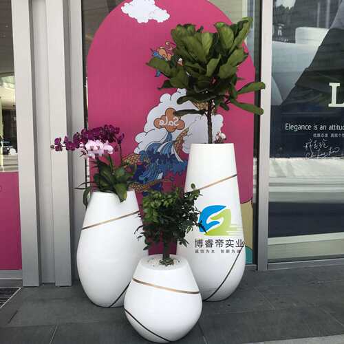 创意玻璃钢组合花盆商场购物中心装饰大花器户外花瓶摆件烤漆花缸