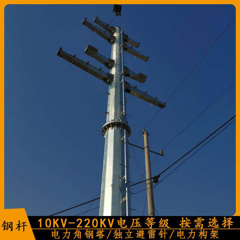 供应莱芜市电压等级齐全电力钢杆 10KV钢电线杆 110KV输变电杆塔