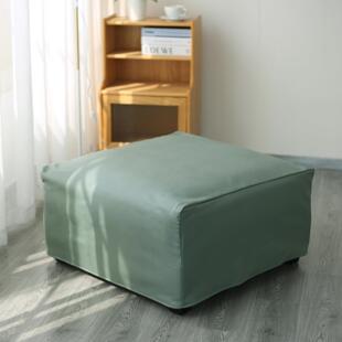 轻奢正方形脚凳套仿真软皮纹科技布沙发凳脚踏矮墩子保护罩全包