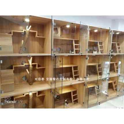 高档猫舍室内定制实木猫笼子猫别墅猫柜猫窝猫房寄养屋展示柜豪华