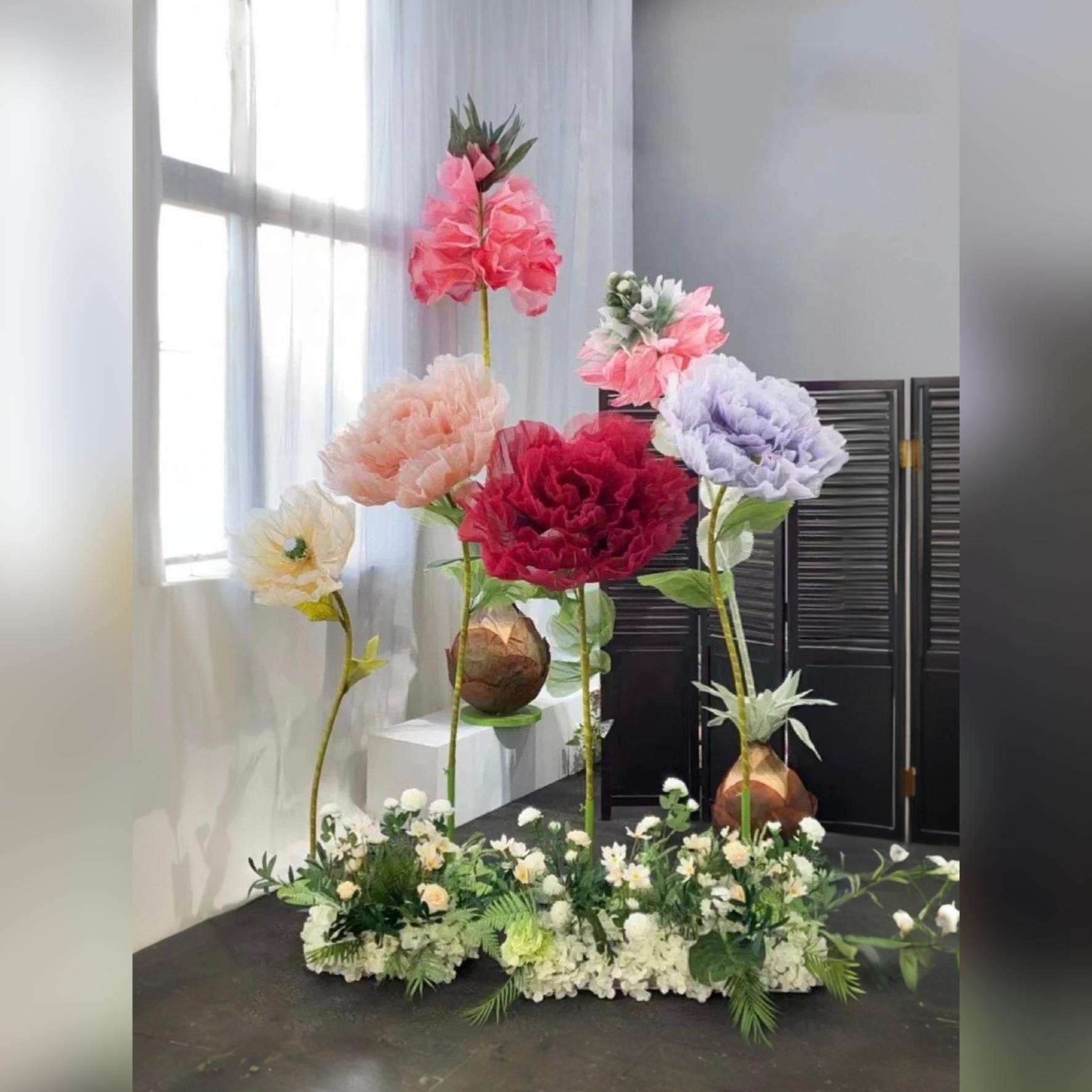 电动路开合真丝橱窗花饰摆件自AL811399感应装商场开合花大厅美陈