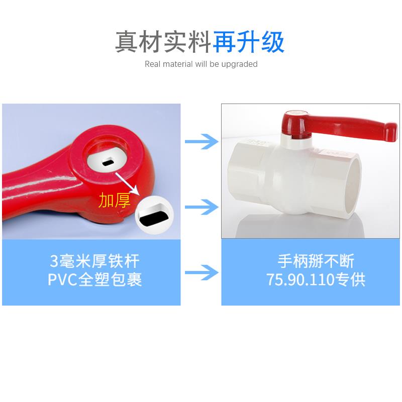 pvc球阀塑料阀门开关20 25 32 40 50 63 75 90螺纹内丝水管球阀