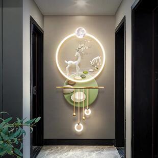 玄关装 立体挂画 饰画轻奢现代高档led灯壁画走廊过道尽头寓意好
