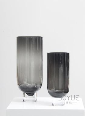 简现代约意灰色大号高脚琉民璃样板间宿创别墅桌面水BGP培软装花