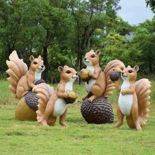 户外幼儿园玻璃钢动物雕塑仿真松鼠摆件花园庭院小区园林景观装饰
