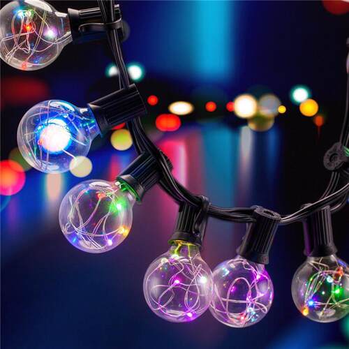热销新品G40RGB铜线灯串30FT30灯8功能低压装饰LED灯串RGB变色