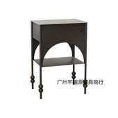 卧室床头柜小户型沙发边几家用新款 简约黑色窄边柜复古个性 置物架