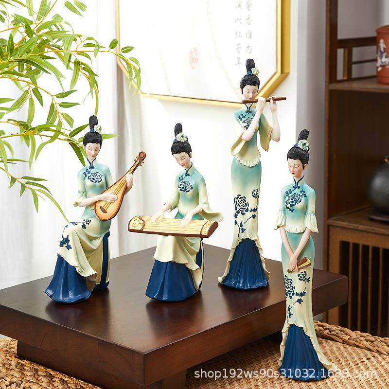 新款直销中国风只此青绿摆件中式国潮古典仕女高档客厅玄关酒柜轻