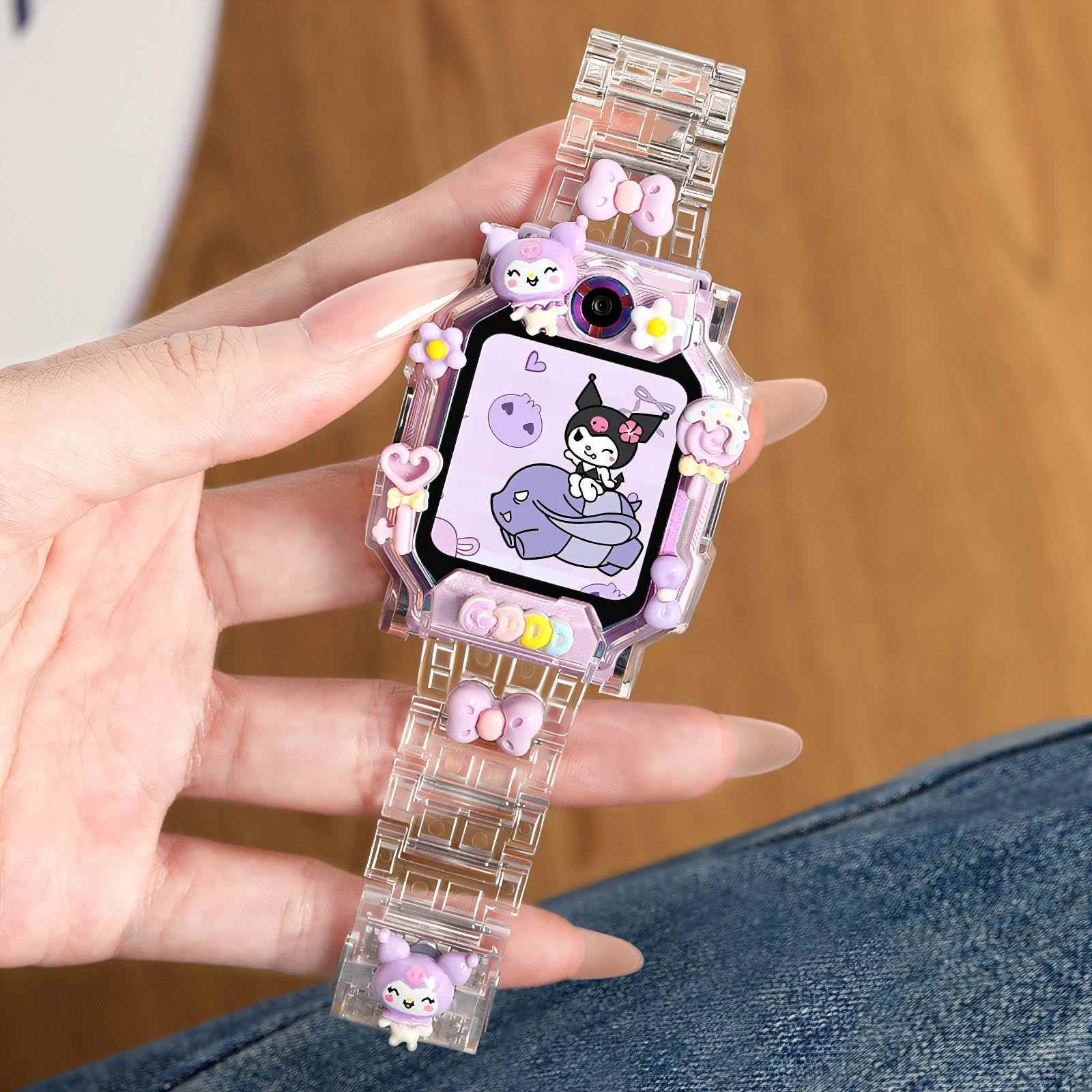 适用小天才电话手表磁吸表带Z10/Z9/Z8/Z7A/Z6AS/D23透明闪扣腕带