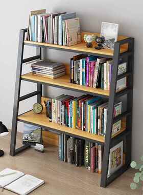 桌面收置物架上家用简纳易书架小型铁艺办公书室整理架桌面Z02BZ0