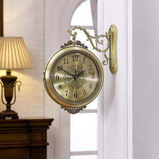 欧式 餐厅石英钟表15001 16001 759 双面挂钟轻奢客厅两面钟表美式