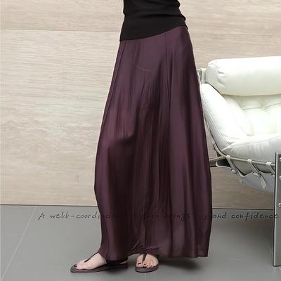 深紫色半身裙女2025夏季流行新款高腰显瘦法式覆古气质洋派长裙