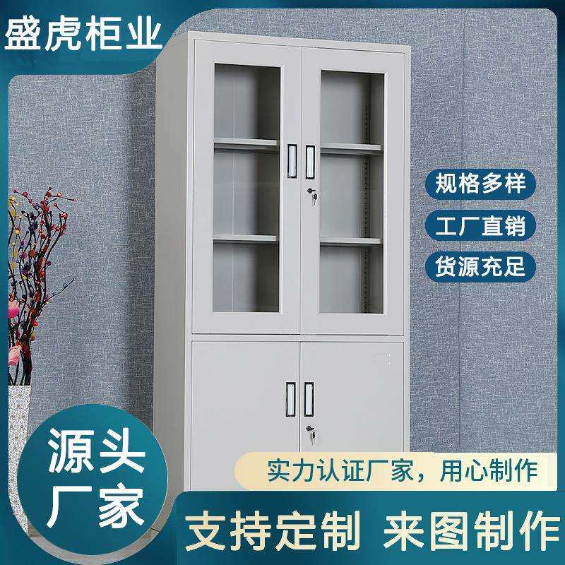 文件柜家用书柜带锁铁皮资料档案凭证柜企业单位对开玻璃文件柜