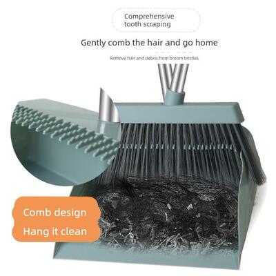 Broom and dustpan set with soft brush broom and dustpan set
