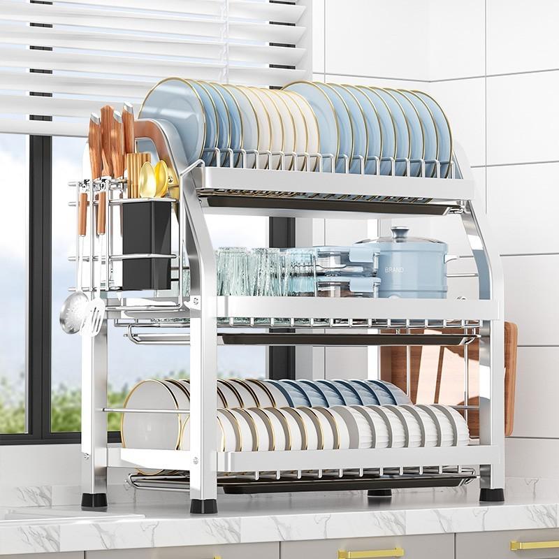 梯形碗碟收纳架碗架沥水架多功能厨房置物架刀架碗筷收纳盒碗盘架
