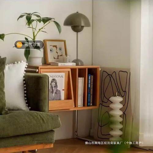 北欧实木书柜客厅沙发边柜储物柜置物柜简约杂志柜家用复古收纳柜