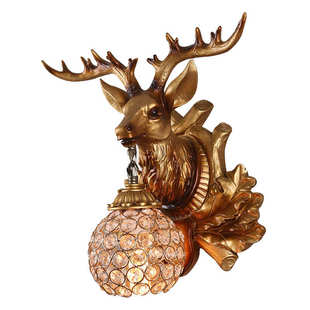 欧式复古创意墙灯鹿头壁灯客厅餐厅咖啡厅卧室艺术壁饰灯具装饰灯