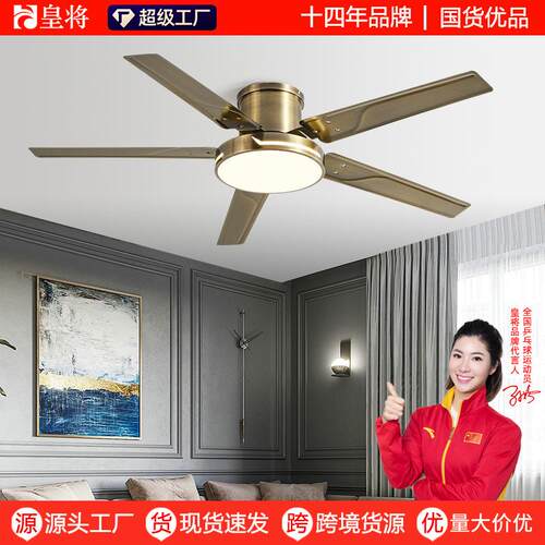 客厅餐厅风扇灯吊扇灯2025年复古卧室吸顶一体电风扇吊灯智能净化