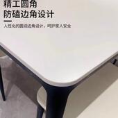 组合家用桌子板简约极小户型圆角餐桌现代铝合金饭桌黑色椅岩纯简