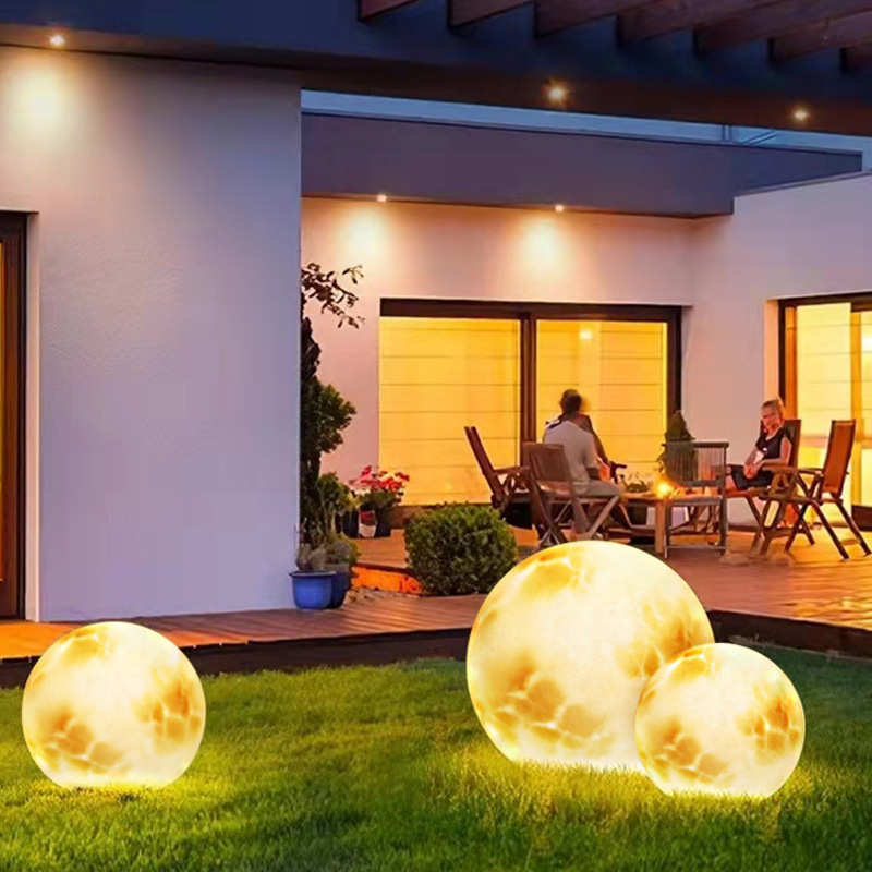 月球灯户外太阳能星球灯 LED手绘公园氛围亮化庭院景观灯圆球灯