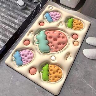 软硅藻泥3D立体膨胀小花地垫浴室厕所卫生间吸水速干脚垫抖音爆款