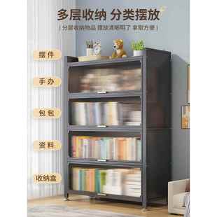 钢制书柜带门儿童衣柜防尘储物柜落地卧室置物架客厅展示柜收纳柜