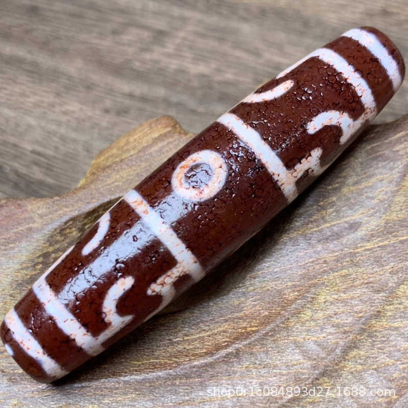 藏传天然玛瑙真品天珠风化包浆一眼靠山莲师法器九眼天珠吊坠挂件