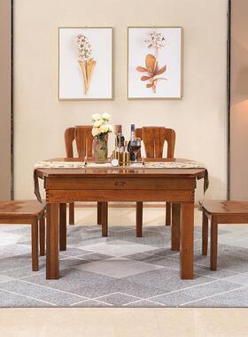 实木餐桌OVG椅合伸缩折叠代简约46人饭桌小户型中式胡组全桃木现