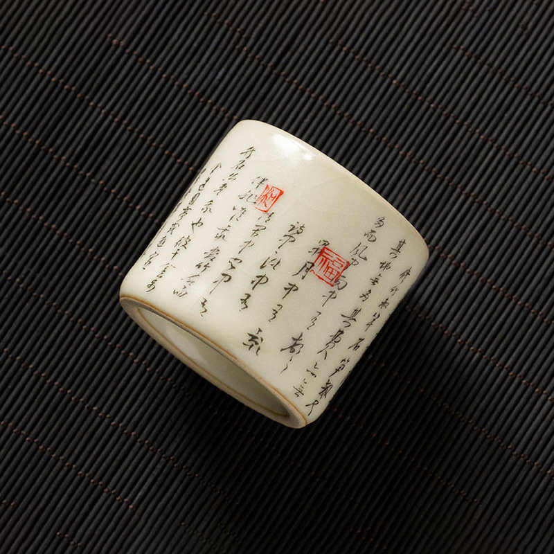 汝窑墨竹扳指盖置盖托覆古盖碗壶承陶瓷紫砂壶放置架功夫茶具配件