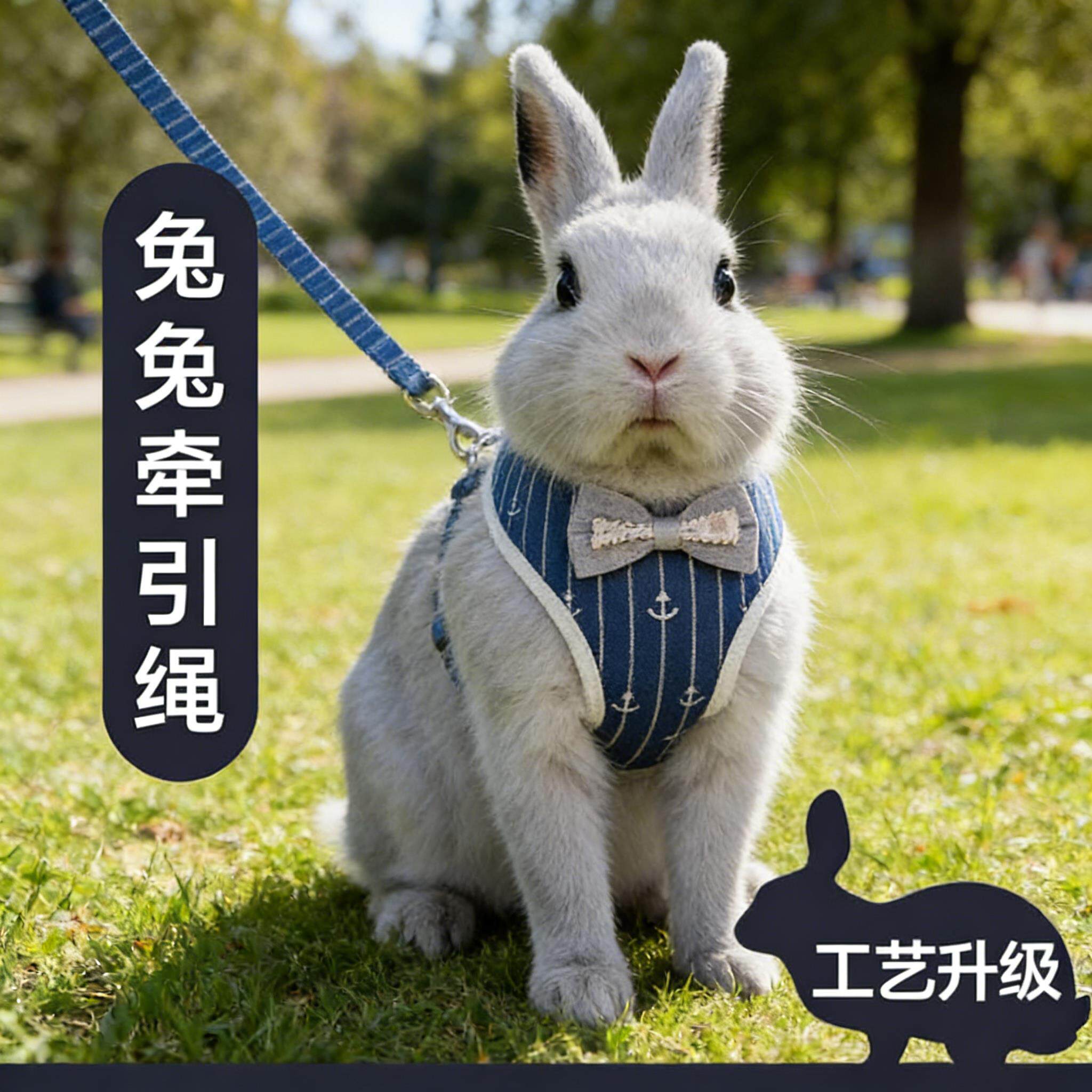 垂耳兔兔子牵引绳夏季背心防咬挣脱链子外出专用宠物兔兔溜兔神器