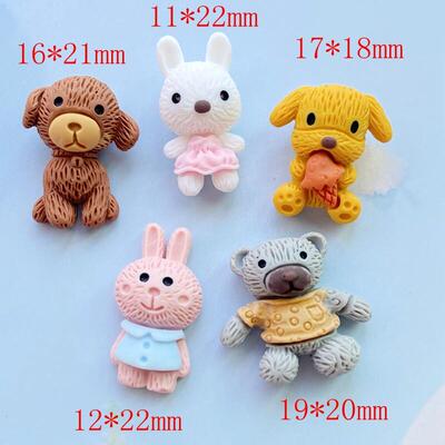 20Pcs Mixed Mini Cute Cartoon Animals Flat Back Resin Caboc