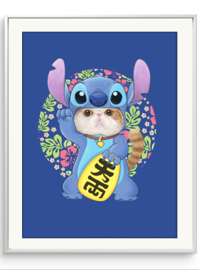 国潮艺术家 清猫绘《萌猫史迪仔-3》限量版画餐厅玄关客厅挂画