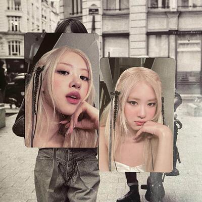 现货 blackpink 朴彩英2024圣诞台历自拍卡 黑蝴蝶结丝带托脸小卡