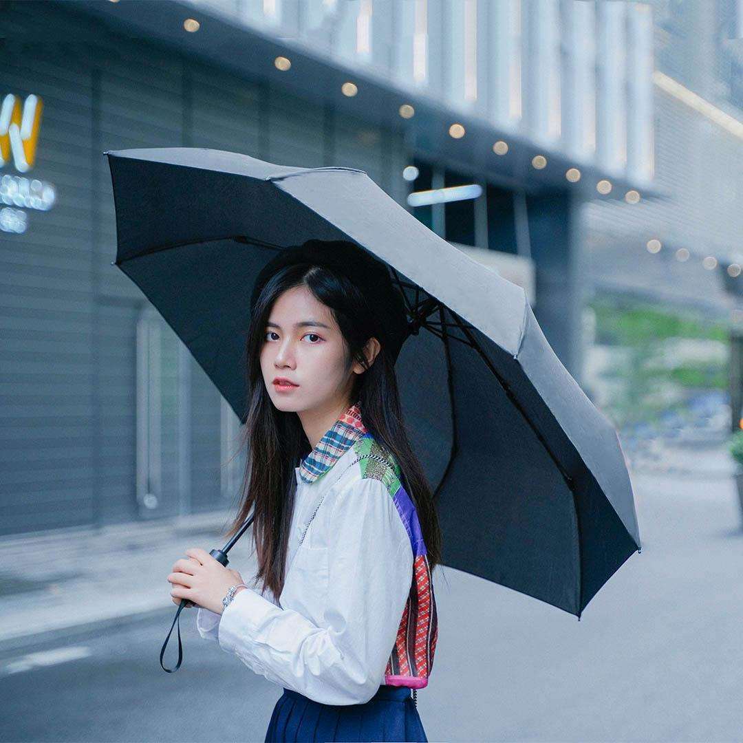 空谷三折全自动雨伞成人男女防晒防风防水雨伞晴雨两用黑胶遮阳伞