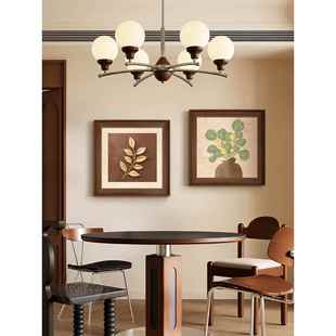 中古风餐厅饭厅装饰画覆古客厅玄关背景墙挂画原木风卧室床头壁画