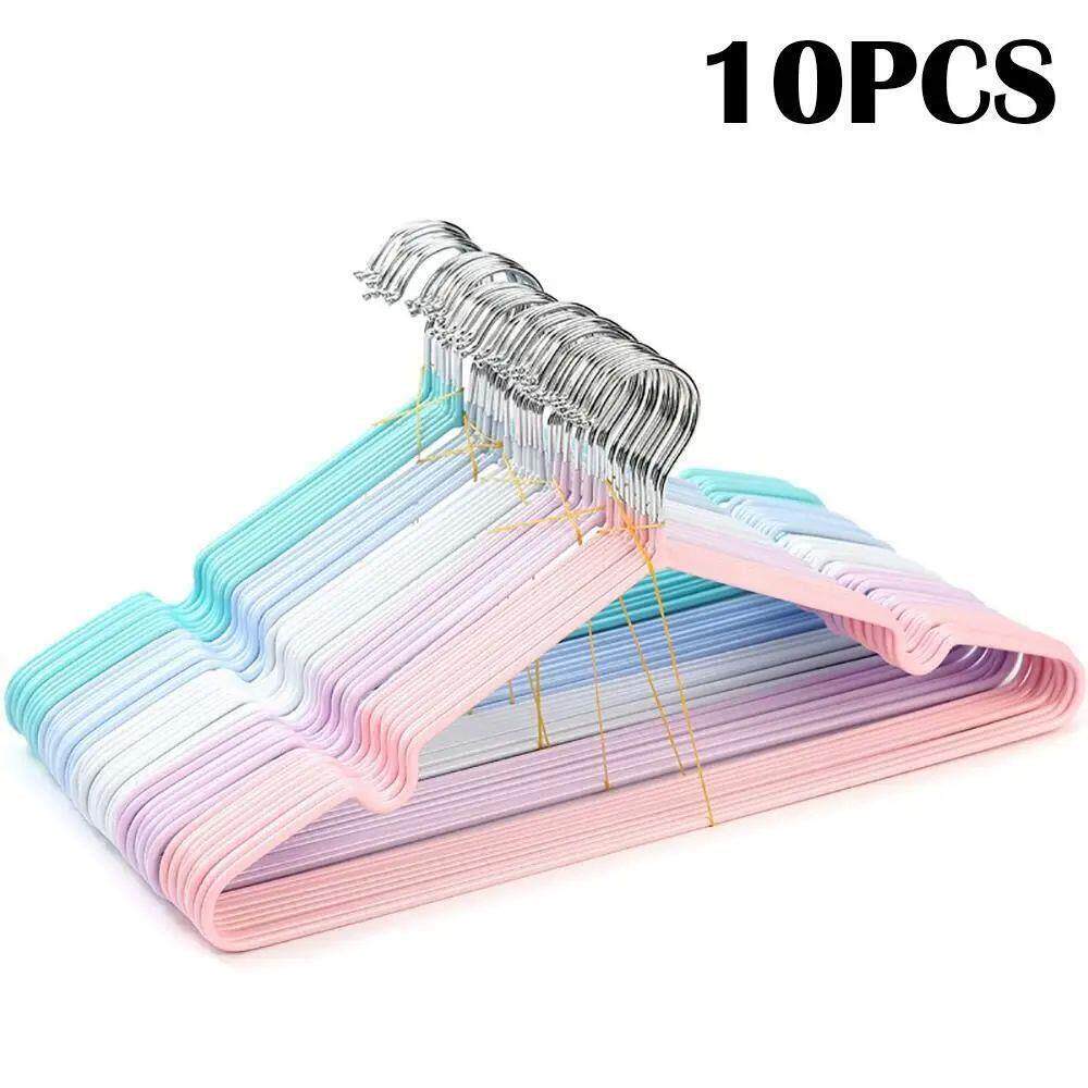 10PCS Non-Slip Clothes Hanger Rubber Coated with Round Notch - 实物图