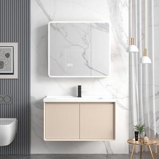 蜂窝铝浴室柜卫生间洗手盆柜组合陶瓷一体盆洗漱台洗脸盆柜奶油风