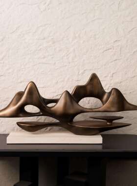 新中式假山摆件云山雕塑样板间茶室家居客厅电视柜玄关装饰品摆件