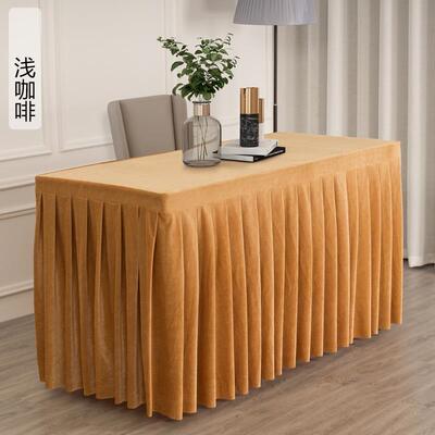 高档会议布定制金丝绒绒布长方酒形店桌办公展会桌活动商务桌套布