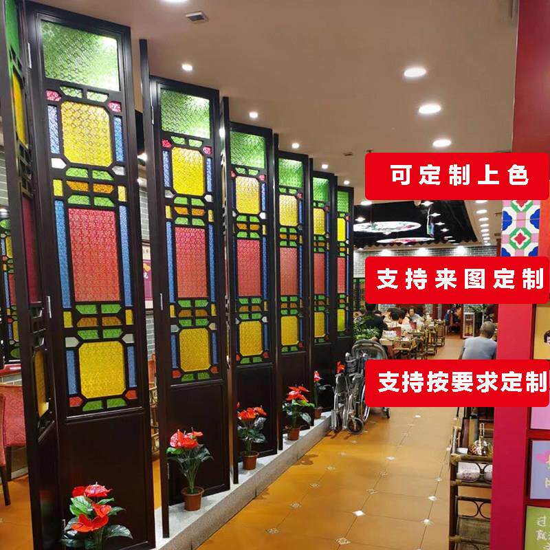 8厘超白21082棠花海断压花彩钢化艺术色玻璃满洲窗旧古民宿屏风隔