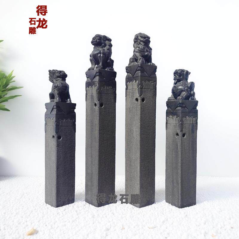 拴马桩石雕仿古做旧狮子天然青石貔貅栓马庄麒麟十二生肖柱四神兽