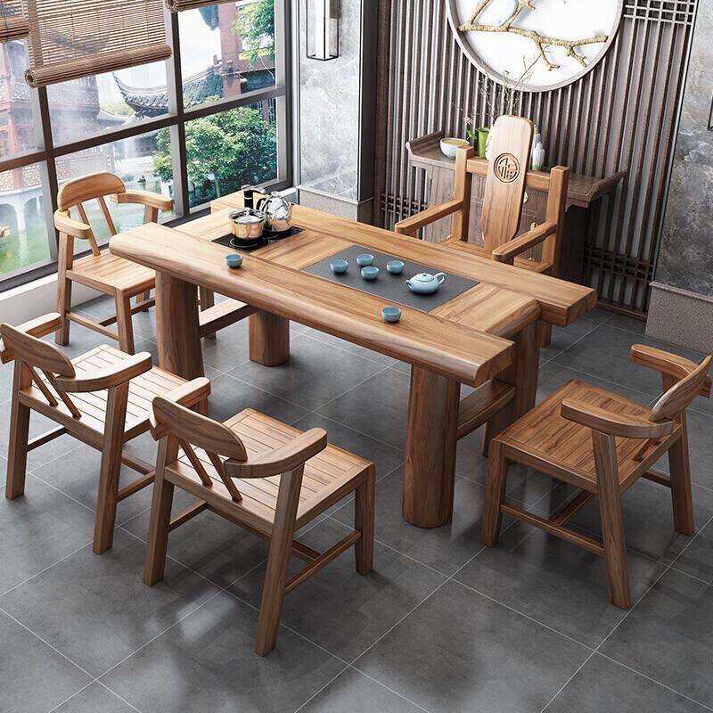 老榆木实木茶桌椅组合茶几桌简约功夫泡茶桌家用茶台茶具一体套装