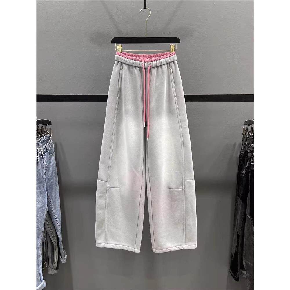 香港弯刀卫裤女春秋季2025新款宽松运动裤休闲直筒阔腿裤香蕉裤子