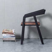 复古奶带实木艺茶店简约餐厅酒吧咖啡厅椅铁休闲靠背餐椅美式 餐椅