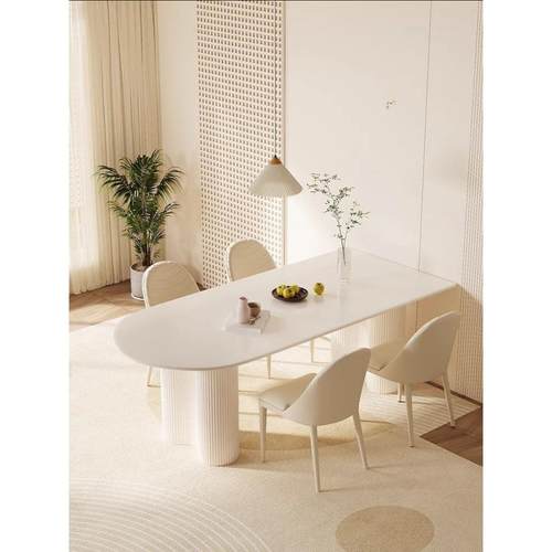 用奢轻岛台岩餐TEA桌花生架现代简约奶油风板小户型套装餐厅家家