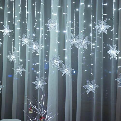 3.2M Christmas Snowflakes LED String Lights Flashing Fairy C