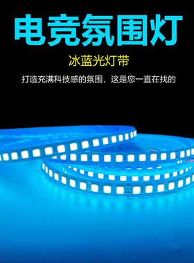 新款直销12V冷蓝led2835冰蓝灯带24v自粘软灯条12伏24伏浅湖蓝超